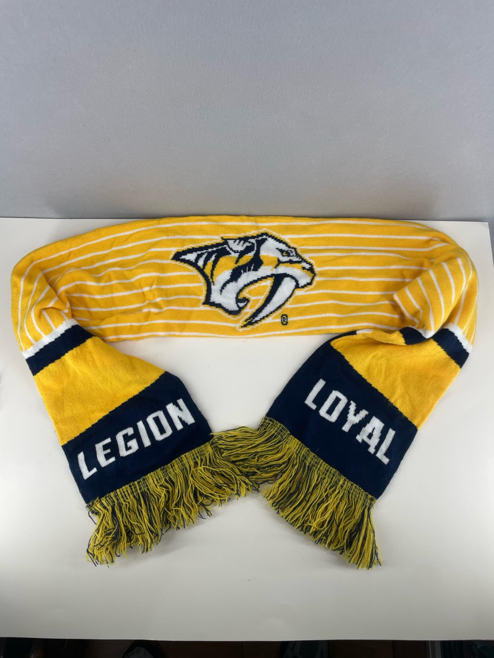 Nashville Predators NHL Hockey Double Sided Knit  Scarf Fringe 60”
